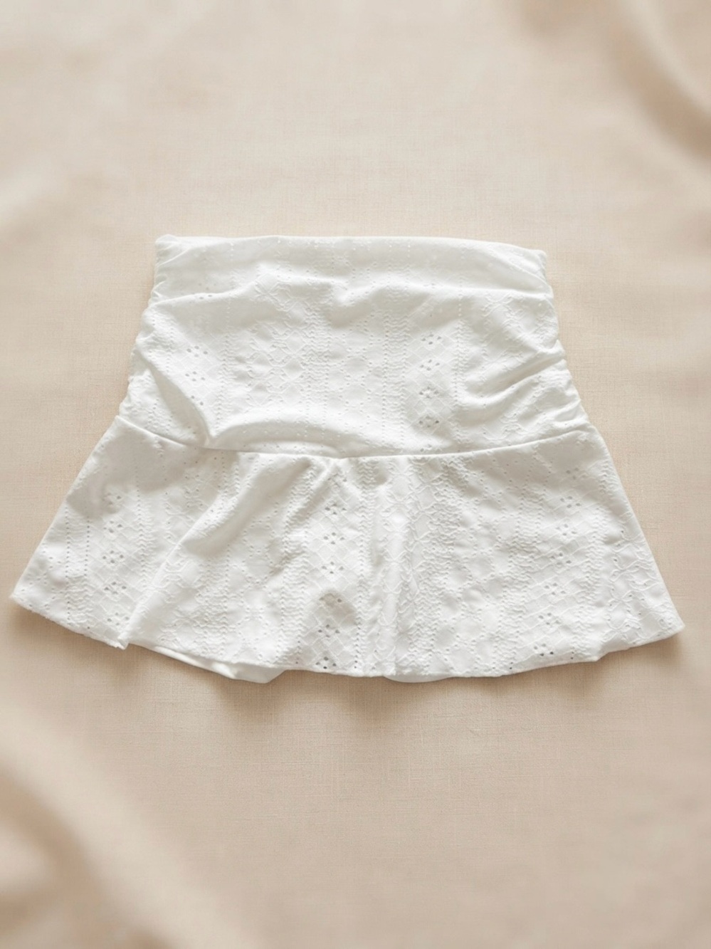 White Eyelet Flared Skort